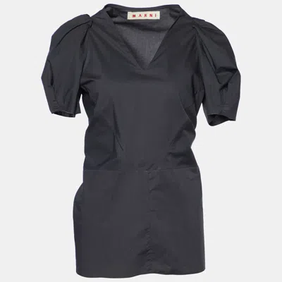 Pre-owned Marni Charcoal Grey Cotton V Neck Top M