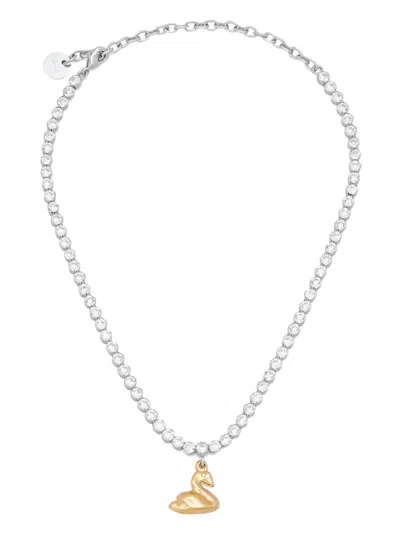 Marni Charm-detail Crystal Necklace In Gold