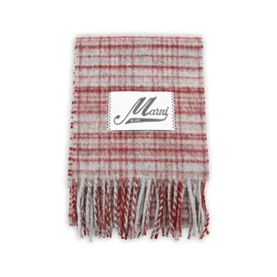 MARNI CHECK FRINGED SCARF