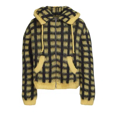 Pre-owned Marni Check Fuzzy Knit Cardigan 'maize' | Yellow | Men's Size 56