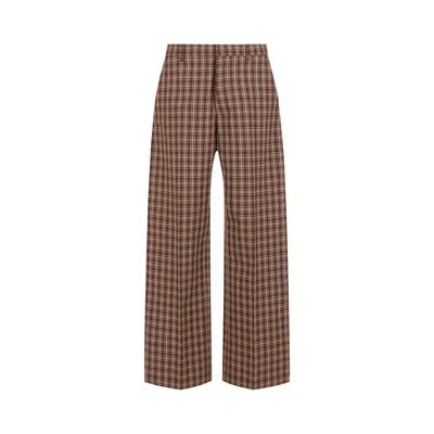 Pre-owned Marni Check Grain De Poudre Wool Trousers 'maroon' | Brown | Men's Size 48