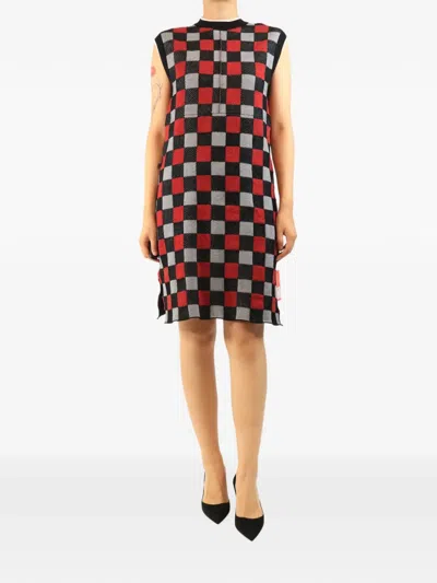 Pre-owned Marni Check Knit Sleeveless Mini Dress In Red