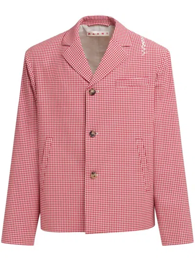 Marni Check-pattern Blazer In Red