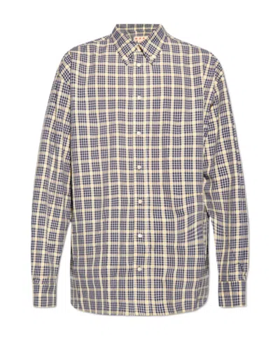 Marni Check-pattern Cotton Shirt In Gray