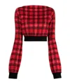 Marni Check-pattern Cropped Jumper In Red
