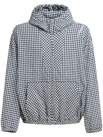 Marni Check-pattern Hooded Jacket In Chn99 Black