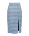 Marni Checkered High-waisted Knee-length Fitted Skirt With Side Slit In Blue