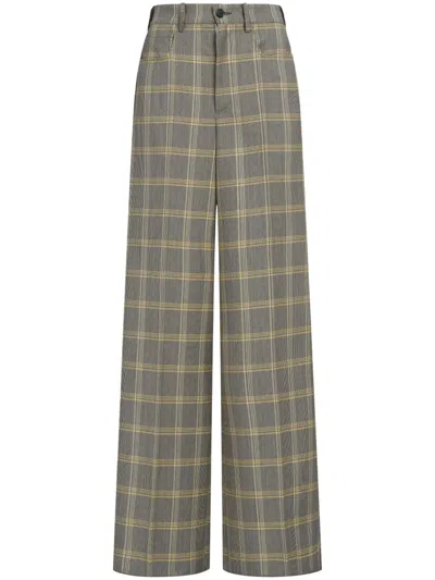Marni Check-pattern Palazzo Pants In Yellow
