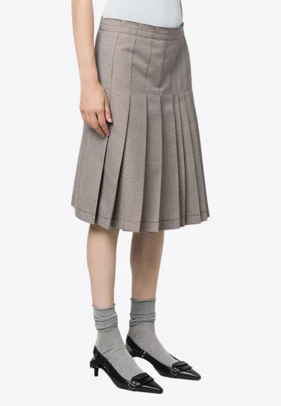 MARNI CHECK PATTERN PLEATED MIDI SKIRT
