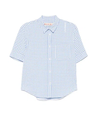 Marni Check-pattern Shirt In Blue