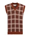 Marni Checked Wool-blend Sweater Vest In Red