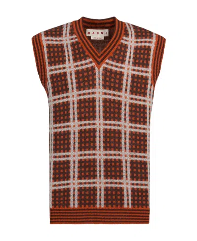 MARNI MARNI CHECKED V-NECK SLEEVELESS VEST