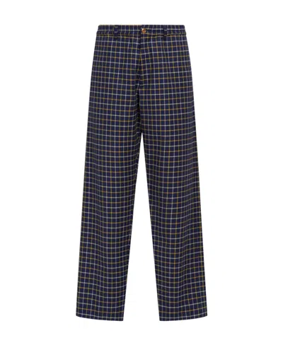 Marni Check-pattern Straight-leg Trousers In Black