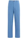 Marni Light Blue And White Wool Blend Gingham Trousers In Blue