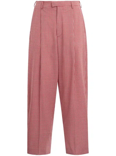 Marni Check Pattern Trousers In Red