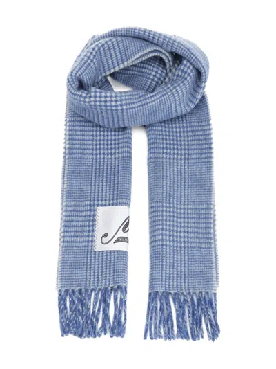 MARNI CHECK-PATTERNED FRINGE SCARF