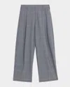 Marni Checked Wide-leg Trousers With Front Pleats And Concealed Zip In Gray