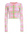 Marni Check-print Brushed-finish Jumper In Pink