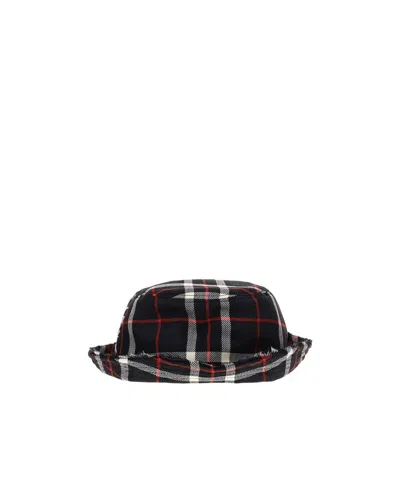 Marni Check-print Distressed-effect Cap In Black
