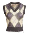Marni Gray & Yellow Argyle Vest In Nude