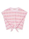 Marni T-shirt Con Nodo Allover Check In Pink