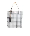 Marni Check-print Logo Tote Bag In White