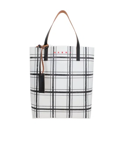 MARNI CHECK-PRINT LOGO TOTE BAG