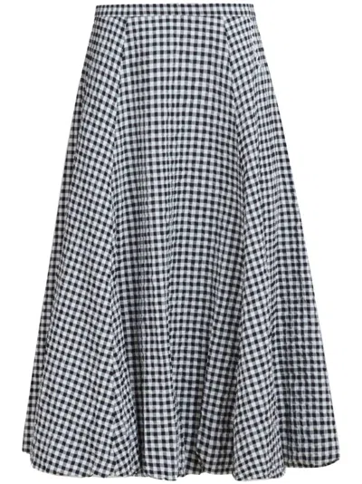 Marni Check-print Midi Skirt In White