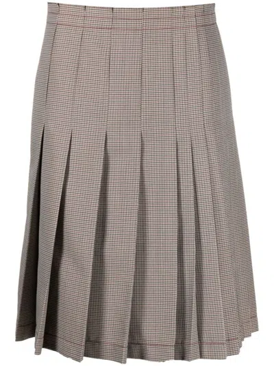 MARNI MARNI CHECK-PRINT PLEATED MIDI SKIRT
