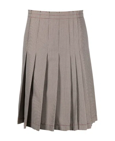 MARNI CHECK-PRINT PLEATED MIDI SKIRT