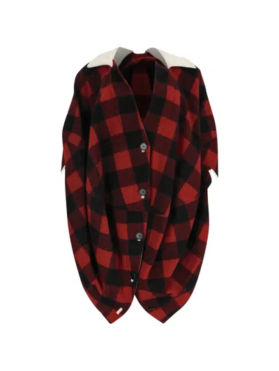 Pre-owned Marni Check-print Poncho Jacket In Red