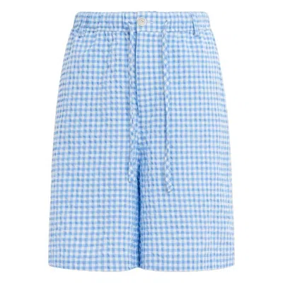 Marni Check Print Straight-leg Shorts In Blue