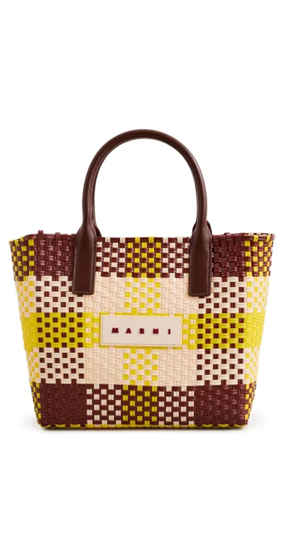 Marni Woven Top-handle Tote Bag In Brown