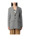 Marni Houndstooth Wool-blend Blazer In Gray