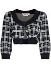 Marni Check Cardigan Sweater, Cardigans White/black In Black