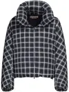 Marni Cropped Puffer Jacket With High Collar And Grid Check Pattern In Black