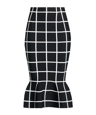 Marni Checked Flared Skirt In Black