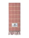Marni Checked Fringed Scarf In Pink