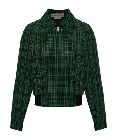 Marni Checked Jacket In Gray