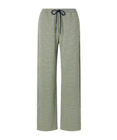 Marni Checked Jersey Wide-leg Pants In Green