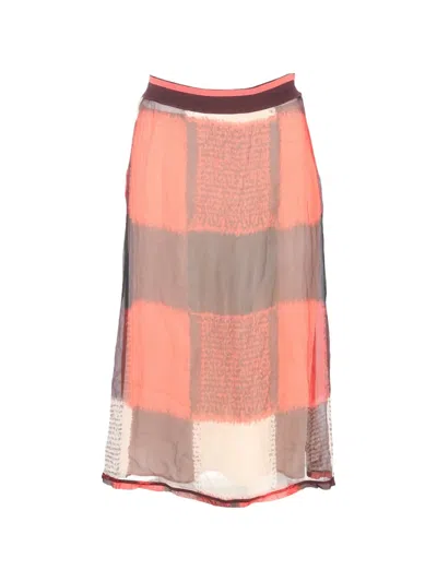 Pre-owned Marni Checked Midi Skirt In Orange