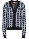 CHECKED MOHAIR-BLEND CARDIGAN