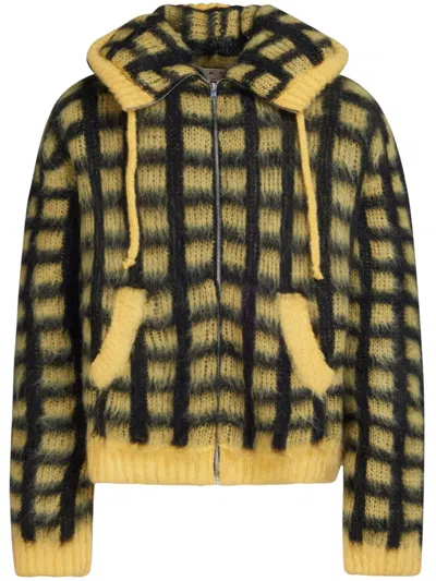 MARNI CHECKED MOHAIR-BLEND CARDIGAN