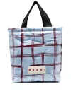 Marni Checked Padded-design Tote Bag In Blue