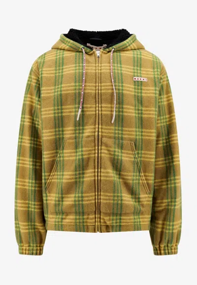 Marni Checked Pattern Zip-up Jacket In Multicolor