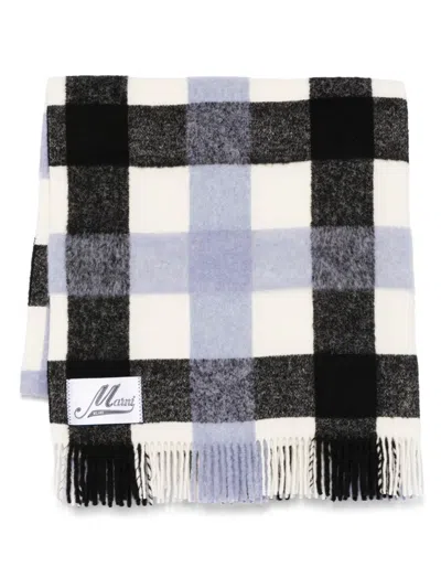 Marni Checked Scarf In Blue