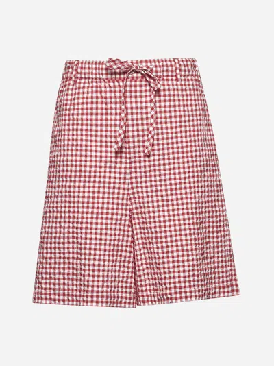 Marni Red & White Gingham Shorts In Multi