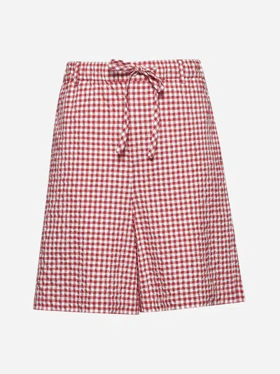 Marni Red & White Gingham Shorts In Multi