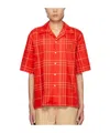 Marni Men's Windowpane Poplin Camp Shirt In Red