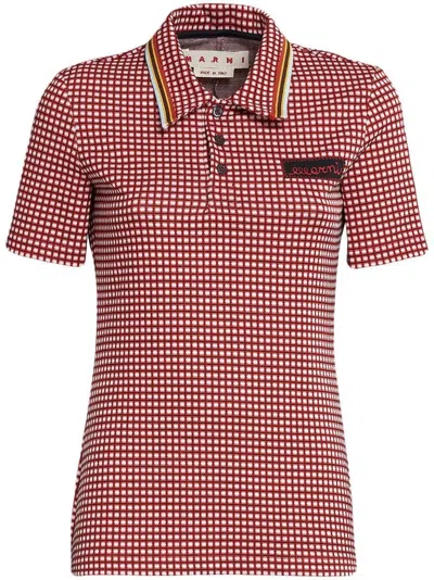 Marni Checked Short-sleeve Polo Shirt In Multi